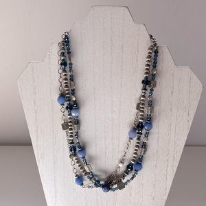 Premier Designs Denim Multi Strand Beaded Necklace, 16” long with 4” extender